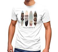 Neverless® T-shirt pour homme California Surf Paradise Surfboards Graphique Impression photo Californie États-Unis Amérique été Mode street style, Surf Paradise Blanc, XL
