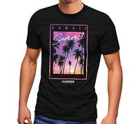 Neverless® T-shirt pour homme Hawaii Summer Inscription Palmiers Impression photo été surf mode streetstyle, Hawaii Summer Schwarz, L