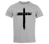Neverless® T-shirt pour homme imprimé croix croisée foi motif tendance Techwear Fashion Streetstyle, Faith Cross Gris, M