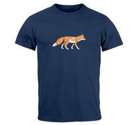 Neverless® T-shirt pour homme imprimé renard polygone impression géométrie extérieur logo animal motif mode street style, Fuchs Polygon Navy, S