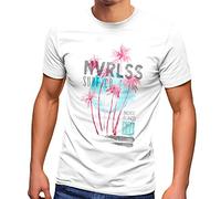 Neverless® T-shirt pour homme motif palmiers été plage surf Pacific Island imprimé mode street style, Pacific Islands Blanc, XS