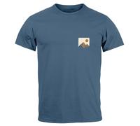 Neverless® T-shirt pour homme - Pour l'extérieur, l'aventure - Avec logo sur la poitrine - Nature - Montagnes - Randonnée - Mode urbain, Mointain Badge Denim Blue, L
