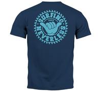 Neverless® T-shirt pour homme Surfing Surfeur Motif Hang Loose Été Soleil Vagues Dos Imprimé Mode Streetstyle, Surfing bleu marine turquoise, L