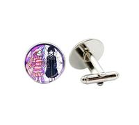 Nevermore Boutons de Manchette Mercredi Enid Sinclair Mercredi Addams Métal Verre Gem Boutons de Manchette Bijoux pour Fans Cadeaux, 2.5, Bronze, Cristal, Verre, Metal, Nickel, Argent, Turquoise