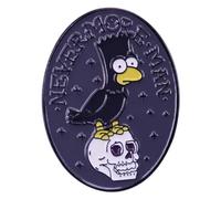 Nevermore Man Never More Treehouse Horror Poe Corbeau Corbeau Crâne Animé Comédie TV Animation Humour Blague 3,2 cm Badge en émail, 1.25 Inches, Émail, émail