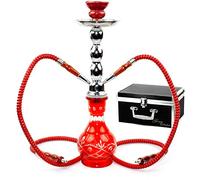 NeverXhale Deluxe Series : 18" 2 Hose Hookah Complete Set w/ Travel Case - Pick Your Color Rouge écarlate