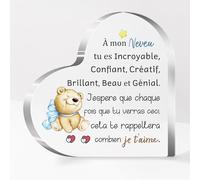 Neveu Acrylique Plaque Ornements Coeur Hommes Anniversaire Obtention du Diplôme Cadeaux Bureau Signe Source Inspiration Présent Décoration Maison Noël Rappel Jour de Famille Je T’aime Souvenirs