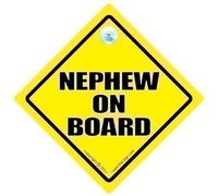 neveu on Board, panneau de voiture, Jaune Text, Baby on Board Sign Style, pare-chocs Autocollant, neveu de voiture Panneau, Baby on Board, bébé Panneau, bébé Signe de voiture, neveu on Board