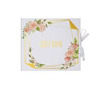 Neviti Geo Floral-Guest Book Livre d'or, 775257, Rose/pêche/doré, 22 x 19.5 x 1.5
