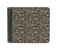 Nevjipu Portefeuille fin en cuir pour homme - Vert camouflage feuilles d'érable imprimé feuilles d'érable Petit portefeuille fin avec poche avant
