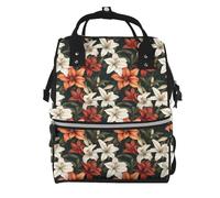 Nevjipu Sac à dos à langer pour poupée - Imprimé lys coloré (A) - Sac à dos tactique tendance pour bébé, voyage, randonnée, allaitement - Pour papa, maman, femme et homme