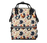 Nevjipu Sac à dos à langer pour poupée - Sac à dos avec imprimé coq et œufs pour maman, sac à dos tactique pour bébé, voyage, randonnée, sac à langer pour bébé, sac à langer pour papa, maman, femme
