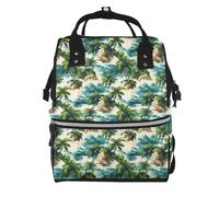 Nevjipu Sac à dos à langer pour poupée - Sac à dos Hawaï imprimé petite île pour maman, sac à dos tactique pour bébé, sac à dos de voyage, randonnée, sac à langer pour enfant, sac à langer pour papa