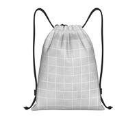 Nevjipu Sac à dos avec cordon de serrage - Gris imprimé grille dessinée à la main Petit sac de sport avec cordon de serrage pour homme et femme, sac à dos de sport pour plage, voyage, natation