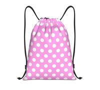 Nevjipu Sac à dos avec cordon de serrage - Imprimé à pois roses doux - Petit sac de sport avec cordon de serrage pour homme et femme - Sac à dos pour la plage, les voyages, la natation