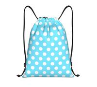 Nevjipu Sac à dos avec cordon de serrage - Petit sac de sport avec cordon de serrage pour homme et femme, imprimé à pois bleus doux, sac à dos pour la plage, les voyages, la natation