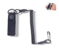 Nevoluxer Paracord Tactical Lanyard Longe Tactique Spirale Porte-Clés Élastique avec Mousqueton Cordon de Sécurité Élastique pour Randonnée Pêche Chasse Camping Noir