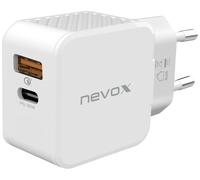 Nevox 2009 Chargeur USB 30 W 1x USB-A, 1x USB-C® blanc intérieure Qualcomm Quick Charge 3.0, USB Power Delivery (USB-PD)