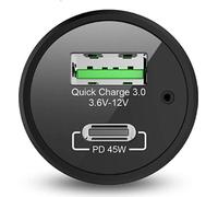 nevox USB PD TYPE C + QC3.0 Adaptateur de charge pour voiture noir, 63 Watt / VA