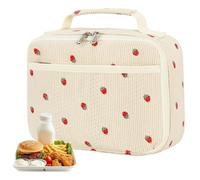 NevPuose Boîte à Repas pour Femmes - Tote Repas Mignon,Portable Étanche en Velours Côtelé Réutilisable Porte-Repas Isotherme pour École, Pique-nique, Garçons, Travail, Adultes, Hommes, Plage, Voyage,