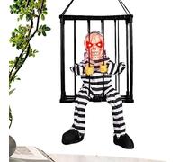 NevPuose Cage des Prisonniers d'halloween - Assaissement Effrayant, Capteur De Mouvement | Boîte De Détention Squelettique Hurlante, Figure De Cellule d'horreur Éclair