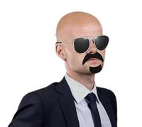 NevPuose Calottes Chauves pour Hommes avec lunettes et moustache pour fête