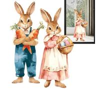 NevPuose Décorations Adhésives Pâques - 2 Grandes Décorations Adhésives Réutilisables,Autocollant Réutilisable Grand Lapin de Pâques pour Vitre | Pour Fêtes Magasins Portes Restaurants Fournitures