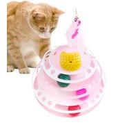 NevPuose Plateau tournant interactif pour chat, plateau tournant à 3 couches avec plume et 3 balles rotatives - Puzzle pour chaton pour stimuler les sens du chaton et les instincts de chasse