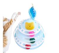 NevPuose Rouleau de jouet pour chat - Plateau tournant à 3 couches avec plume et 3 balles rotatives - Jouets puzzle pour stimuler les sens du chaton et les instincts de chasse