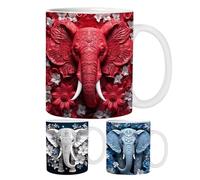 NevPuose Tasse éléphant en céramique 350 ml - Tasse à thé et café surdimensionnée avec poignée, récipient à boisson polyvalent | Whisky, vin, bière, eau, soupe, boissons chaudes pour cuisine, salle à