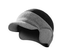 NevPuose Winter Hat with Ear Flaps - Warm Knit Beanie, Cold Weather Brimmed Headwear, Insulated Outdoor Riding Hat Design | Motorcycling Hiking Camping Skiing Snowboarding Climbing Picnic Use