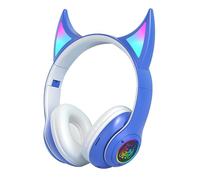 NevPuose Wireless Over-Ear Headphones - Devil Cat Ear Cordless Headset, Lightweight Headphones, Comfortable Over-Ear Ear Cups | Colourful Breathing Light Wireless Audio for Laptop Computer PC
