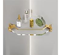 NevStp Étagère d'angle de douche en acrylique sans perçage de grande capacité pour douche, cosmétiques, shampooing, cuisine, assaisonnement, bouteilles, doré/1 couche