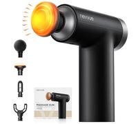 NEVVUE Mini Pistolet de Massage Chauffant Musculaire, pistolet de massage de poche avec 9 niveaux d'intensité et 4 embouts, masseur musculaire silencieux pour la relaxation musculaire, Cadeaux
