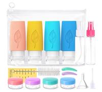 New 17 Pièces Flacons de Voyage Kit , 90mlx4 Bouteille de Voyage Étanches Silicone sans BPA,Convient Aux Lotions, Shampoings, Cosmétiques Camping, Courts Voyages.