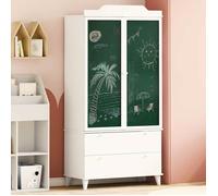 ""NEW 2026"" Armoire de chambre, Garde-robe, 1 PC, Tableau Noir avec tiroir ROROS Blanc 90x45x180 cm L5004