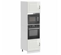 ""NEW 2026"" Armoires de four 2 pièces, Placard de cuisines, ""Kalmar"" Bois d'ingénierie blanc brillant 60x57x207 cm L4776