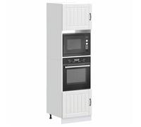 ""NEW 2026"" Armoires de four 2 pièces Placard de cuisines ""Lucca"" Bois d'ingénierie blanc 60x57x207 cm L4784