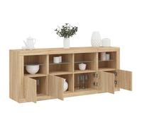 ""NEW 2026"" Buffet Classique, Armoire latérale, pour salon, avec lumières LED chêne sonoma 163x37x67 cm L3450