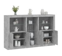 ""NEW 2026"" Buffet Classique Armoire latérale pour salon avec lumières LED gris béton 162x37x100 cm L3483