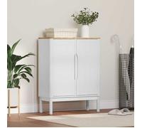 ""NEW 2026"" Buffet Classique Armoire latérale pour salon FLORO Blanc 70x30x70 5 cm Bois de Pin Massif L3755