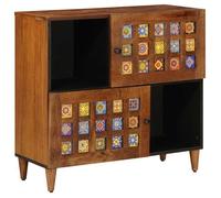 ""NEW 2026"" Buffet rectangulaire 1 PC Cabinet/Commode salon avec porte Noyer 80x33x75 cm Bois de mangue massif L5457