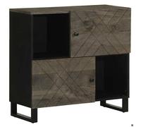 ""NEW 2026"" Buffet rectangulaire, 1 PC, Cabinet/Commode salon, noir 80x33x75 cm bois massif de manguier L5423
