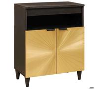 ""NEW 2026"" Buffet rectangulaire, 1 PC, Cabinet/Commode salon, Noir et or 60x33x75 cm Bois de mangue massif L5434