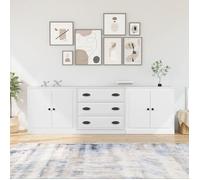 ""NEW 2026"" Buffets lot de 3, armoires latérales, avec portes, Blanc Bois d'ingénierie 210x35.5x67.5 cm L1066