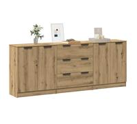 ""NEW 2026"" Buffets lot de 3, armoires latérales, avec portes, chêne artisanal 60x30x70 cm bois d'ingénierie L1340