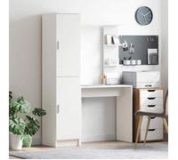 ""NEW 2026"" Bureau lot de 2 avec Haut meuble Entretien facile Blanc 113.5x39x168 cm L1537