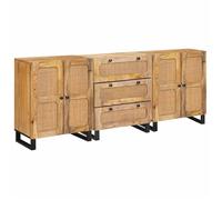 ""NEW 2026"" Cabinet/Buffet de rangement lot de 3, design rectangulaire, Marron 180x33x75 cm Bois de mangue massif L5050