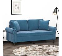 ""NEW 2026"" Canapé moderne - Design ergonomique - pour salon - 2 places avec oreillers décoratifs bleu 140 cm velours L2038