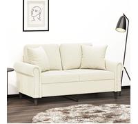 ""NEW 2026"" Canapé moderne - Design ergonomique - pour salon - 2 places avec oreillers décoratifs crème 120 cm velours L2027